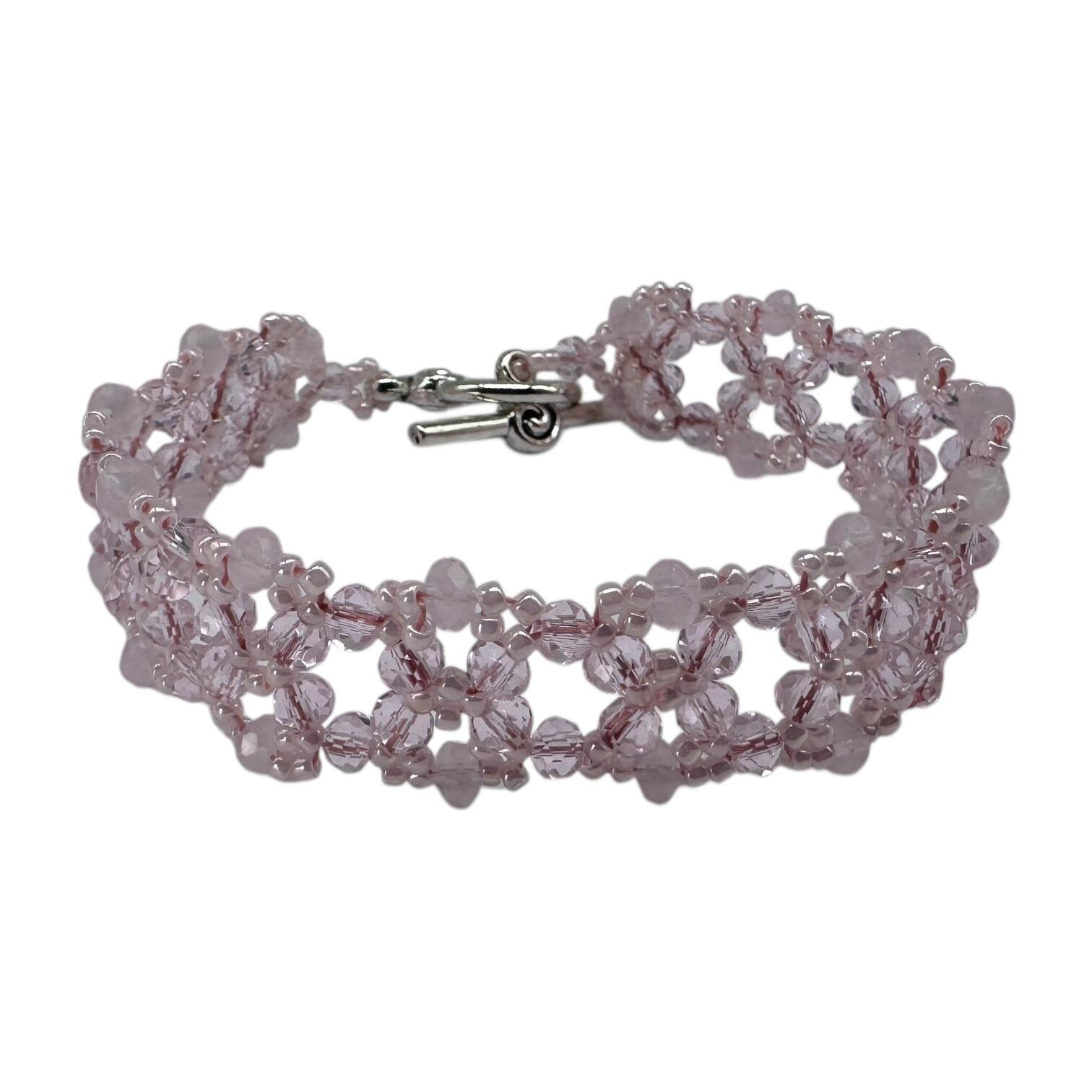 Crystal Daisy Flower Bracelets Pink 3x4mm for jewellery making