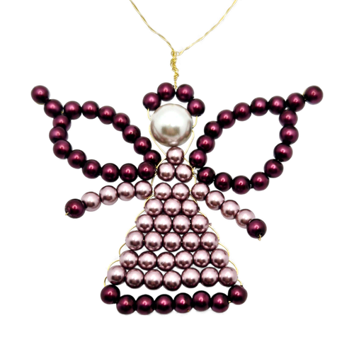 Beaded Angel Decorations Burgundy 3mm for jewellery making