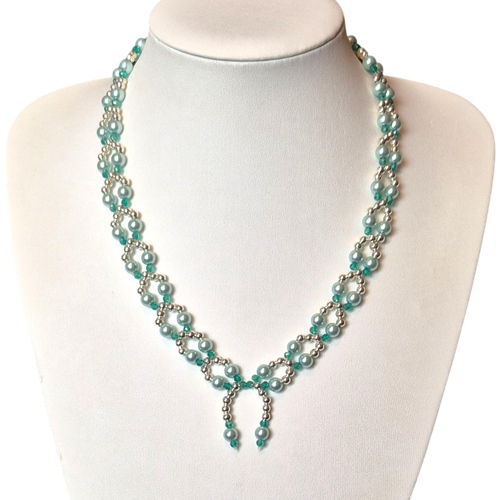Bow Pearl Necklace Powder Blue for jewellery making