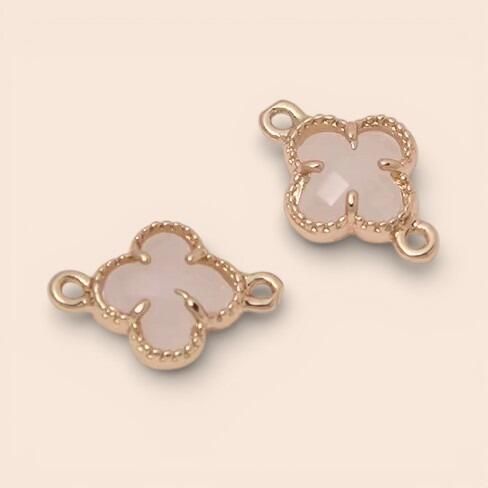 CZ Clover Connector 9mm White Haze 1pc for jewellery making