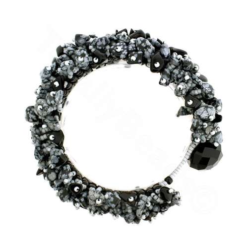 Hedgehog Bracelet Pack snowflake obsidian bracelet making kit — DIY set with beads and instructions for creating handmade jewelry