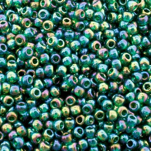Toho Size 11 Seed Beads 10g Trans Rainbow Green Emerald 6mm for jewellery making