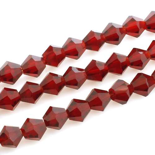6mm crystal bicone beads dark red — faceted for jewelry making and beadwork
