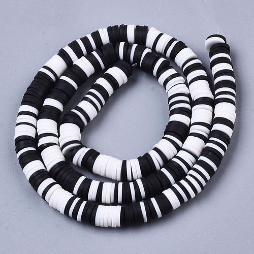 Fimo Heishi Disc Beads 6mm MonoChrome 16" String for jewellery making