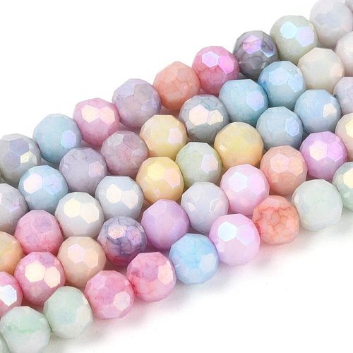 Crystal Round 4mm Beads Pastel Marble Mix 15" string for jewellery making