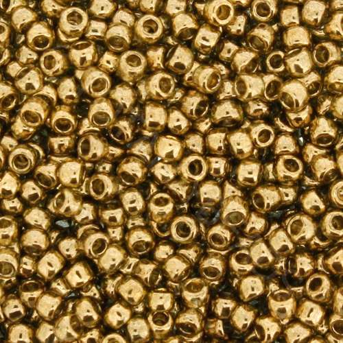 Toho Size 8 Seed Beads 10g - Gold Lus Montana Blue