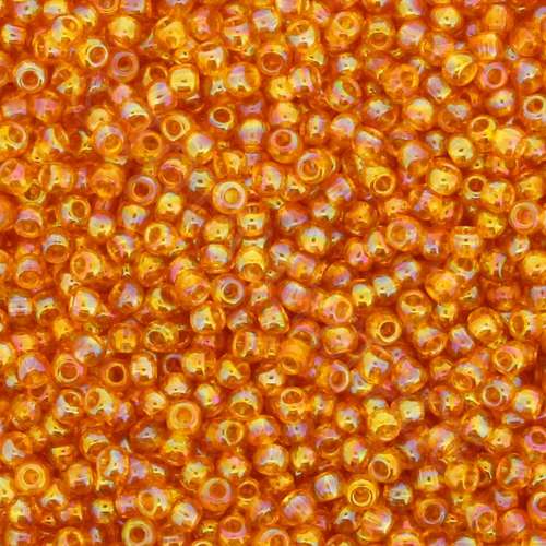 Toho Size 11 Seed Beads 10g - Trans Rainbow Frost Med Topaz