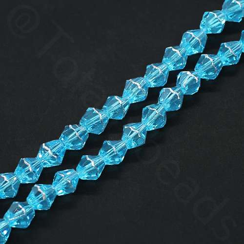 Glass Bicone with Silver Edge 8mm - Aqua