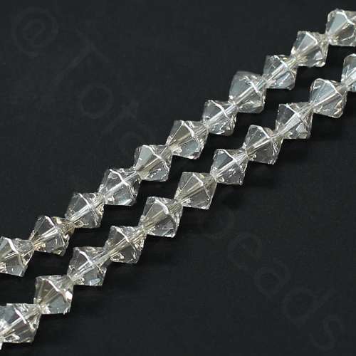 Glass Bicone with Silver Edge 8mm - Smokey Grey