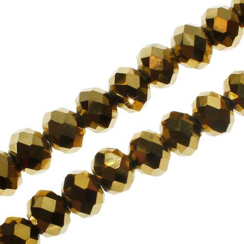 8mm crystal beads gold plate, pack of 70 — faceted for jewelry making and beadwork
