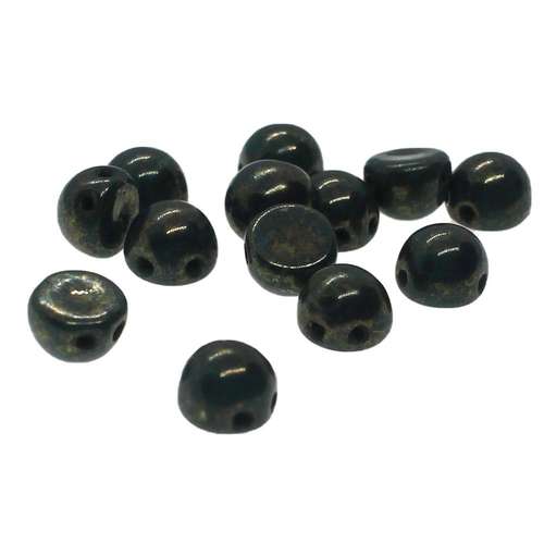 7mm Czech glass glass beads persian turquoise bronze picasso — pack of 25, high-quality two-hole beads ideal for jewelry making, bead wea…