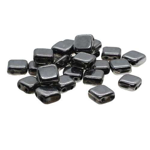 6mm Czech glass glass beads silver — pack of 25, high-quality two-hole beads ideal for jewelry making, bead weaving, and crafts