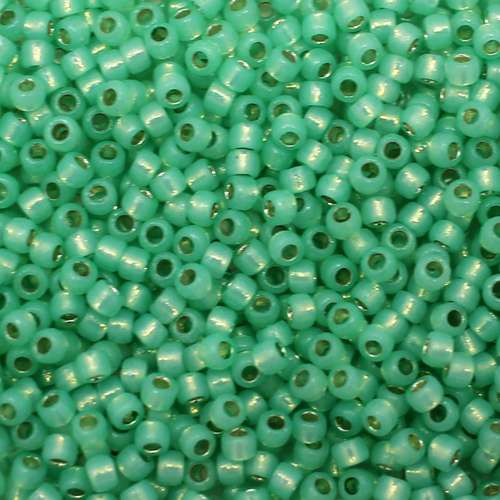 Toho Size 8 Seed Beads 10g - PF Silver Line Milky Lt Peridot