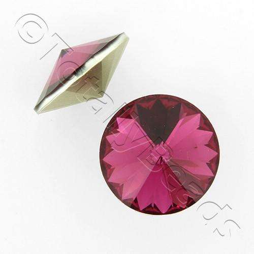 18mm resin Rivoli stone fuchsia — faceted round crystal-style cabochon ideal for jewelry making, settings, and crafts