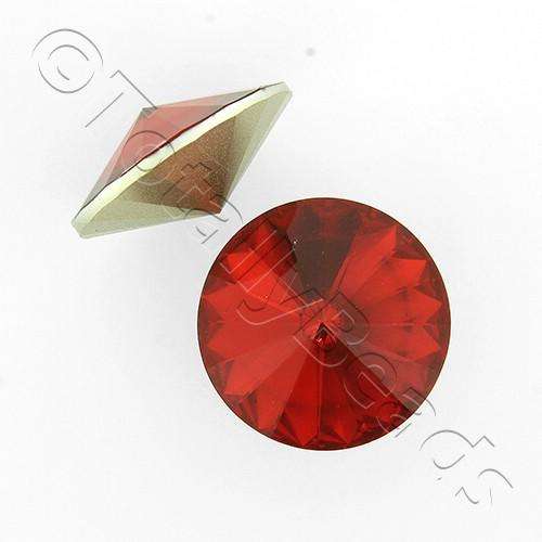 18mm resin Rivoli stone light siam — faceted round crystal-style cabochon ideal for jewelry making, settings, and crafts