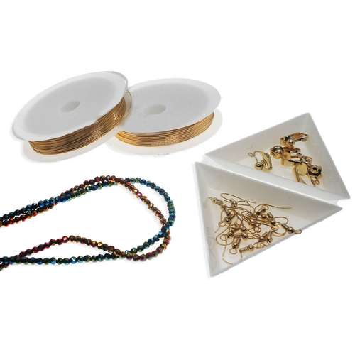 Wire Wrapped Shaped Earrings bundle iris earring making kit — DIY set with beads and instructions for creating handmade jewelry