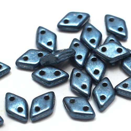 Czech glass glass beads met bluestone — pack of 60, high-quality two-hole beads ideal for jewelry making, bead weaving, and crafts