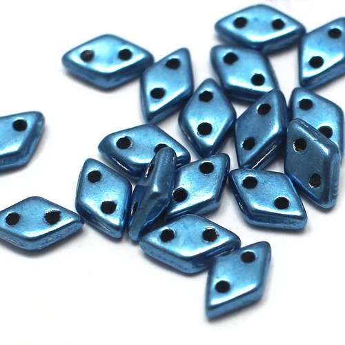 Czech glass glass beads met little boy blue — pack of 60, high-quality two-hole beads ideal for jewelry making, bead weaving, and crafts