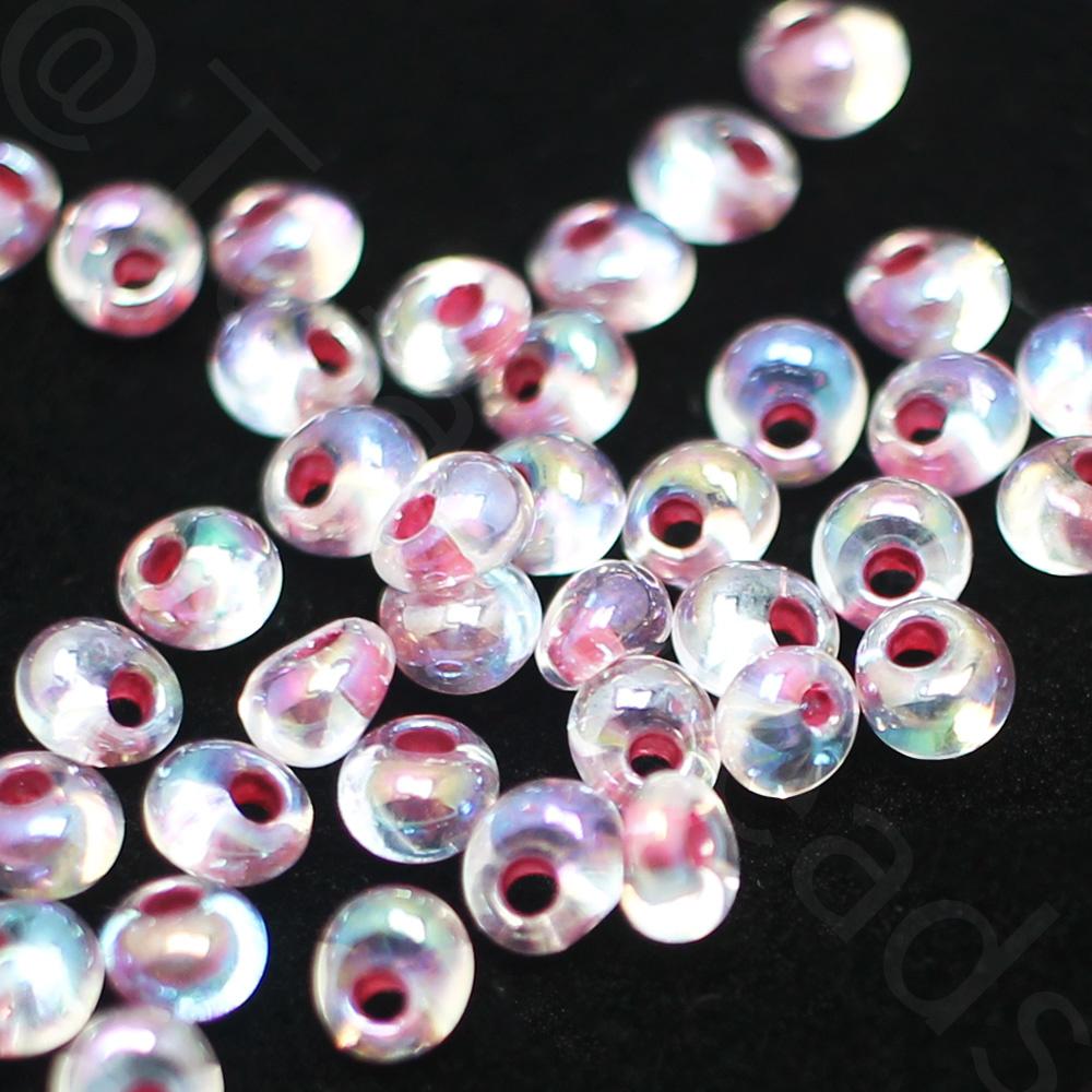 Toho Magatama Beads 3mm 10g - Inside Crystal Strawberry