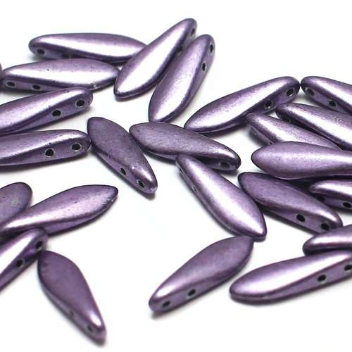 5x16mm Czech glass glass beads metallic ballet slipper — high-quality two-hole beads ideal for jewelry making, bead weaving, and crafts