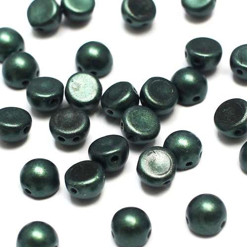 7mm Czech glass glass beads metallic suede dark forest — pack of 25, high-quality two-hole beads ideal for jewelry making, bead weaving,…