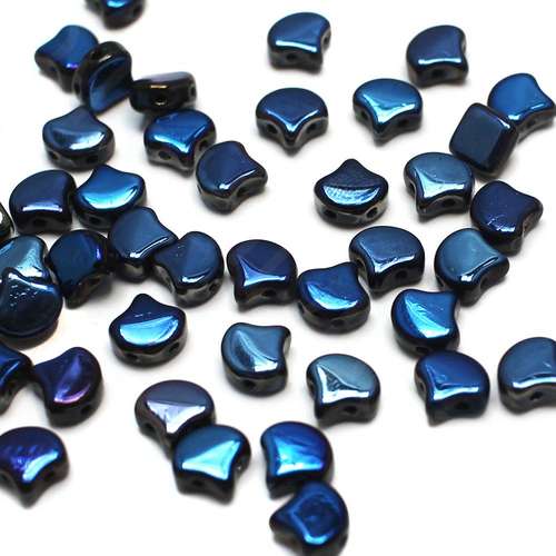 10g Czech glass Rulla beads jet azuro — two-hole beads for jewelry making and bead weaving