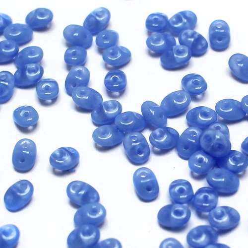 10g Czech glass Rulla beads opal sapphire — two-hole beads for jewelry making and bead weaving