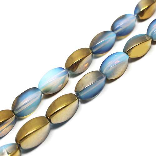 Half plated opal - Twisted cuboid - Gold plate - 19x9mm - GRADE B