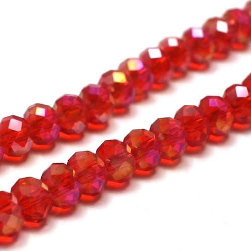 8mm crystal beads light red ab — AB finish, faceted for jewelry making and beadwork