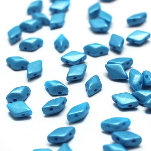 8x5mm 10g Czech glass Rulla beads pearl shine aqua — two-hole beads for jewelry making and bead weaving