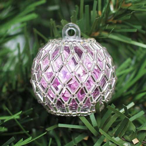 Netted Christmas bauble silver jewelry making kit — DIY set with beads and instructions for creating handmade jewelry