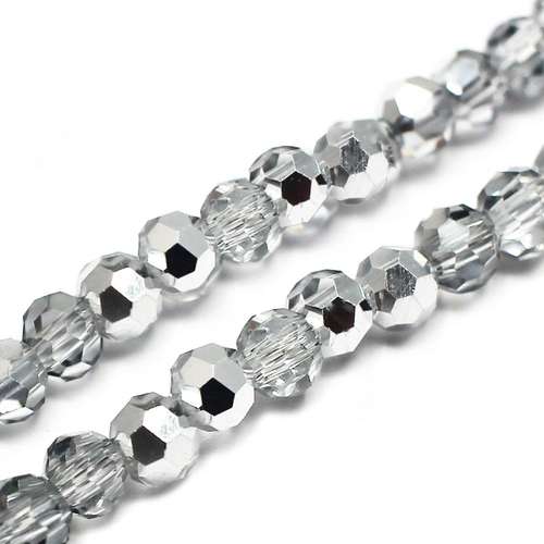 4mm crystal beads half silver plate — plated finish, ideal for jewelry making and beadwork