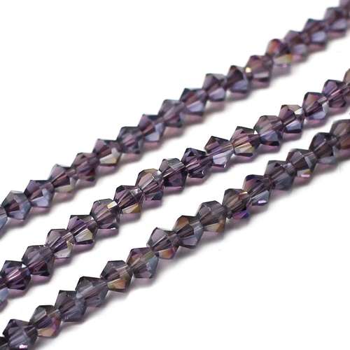 3mm crystal bicone beads purple ab — AB finish, faceted for jewelry making and beadwork