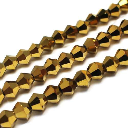6mm crystal bicone beads gold plate — faceted for jewelry making and beadwork