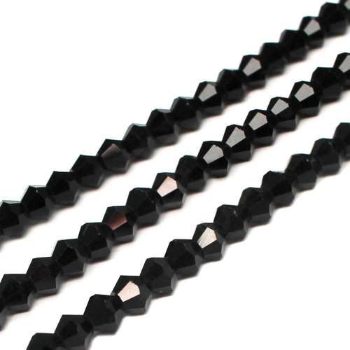 4mm crystal bicone beads jet black — faceted for jewelry making and beadwork