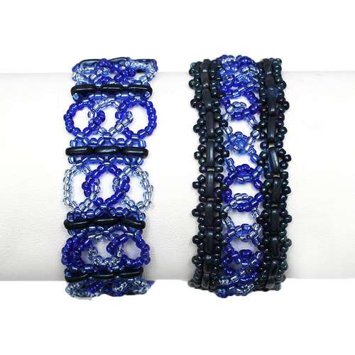 Beaded Bar Chain Bracelets blue bracelet making kit — DIY set with beads and instructions for creating handmade jewelry