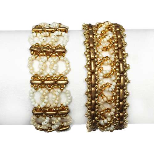 Beaded Bar Chain Bracelets gold bracelet making kit — DIY set with beads and instructions for creating handmade jewelry