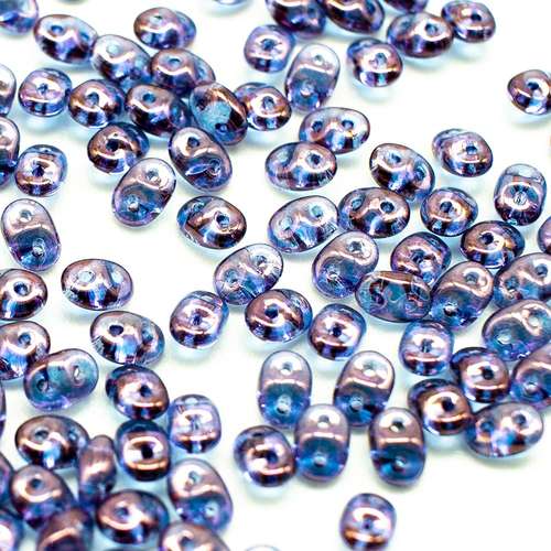 10g Czech glass Rulla beads luster met. amethyst — two-hole beads for jewelry making and bead weaving