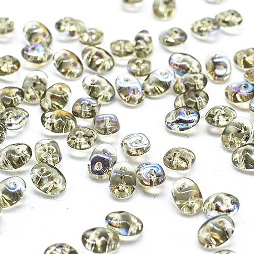 10g Czech glass Rulla beads black diamond ab — two-hole beads for jewelry making and bead weaving
