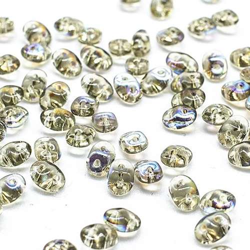 10g Czech glass Rulla beads black diamond ab — two-hole beads for jewelry making and bead weaving