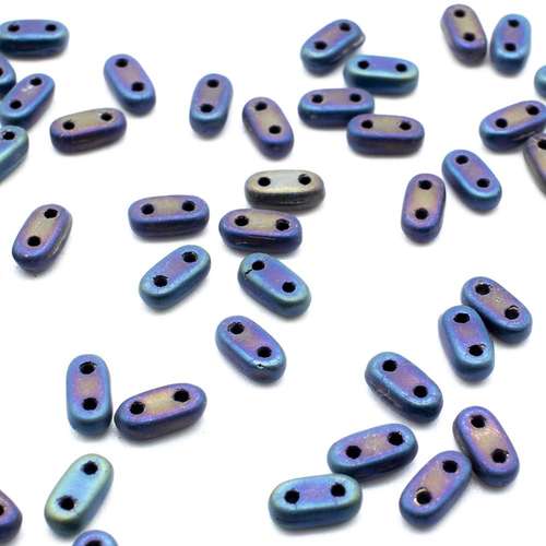 6mm Czech glass glass beads matte iris blue — pack of 7, high-quality two-hole beads ideal for jewelry making, bead weaving, and crafts