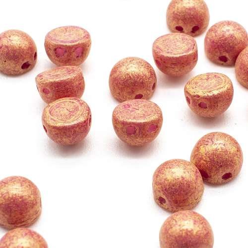 7mm Czech glass melon round beads pacifica watermelon — pack of 25, high-quality two-hole beads ideal for jewelry making, bead weaving, a…