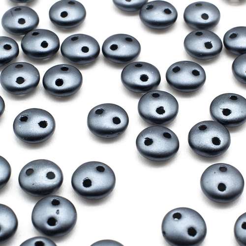 6mm Czech glass glass beads pearl coat charcoal — pack of 50, high-quality two-hole beads ideal for jewelry making, bead weaving, and crafts