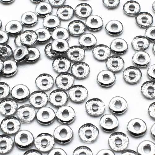 4mm Czech glass glass beads ring 4mm 5g 180pcs - half silver — pack of 5, high-quality two-hole beads ideal for jewelry making, bead weav…