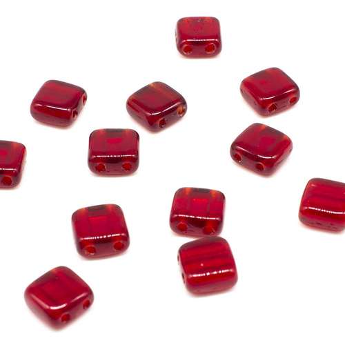 6mm Czech glass glass beads ruby — pack of 25, high-quality two-hole beads ideal for jewelry making, bead weaving, and crafts