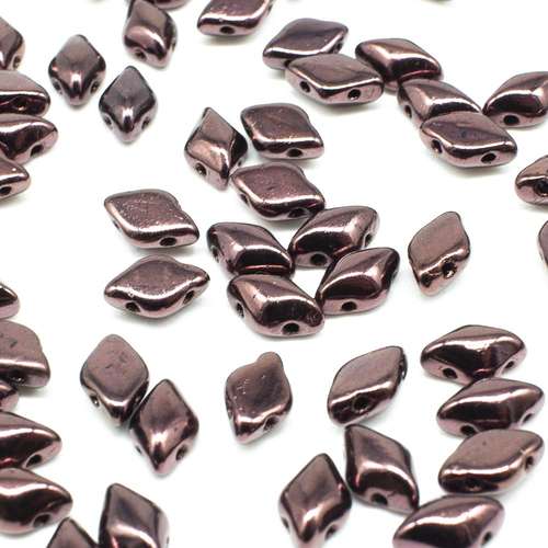 8x5mm 10g Czech glass Rulla beads luster metallic amethyst — two-hole beads for jewelry making and bead weaving