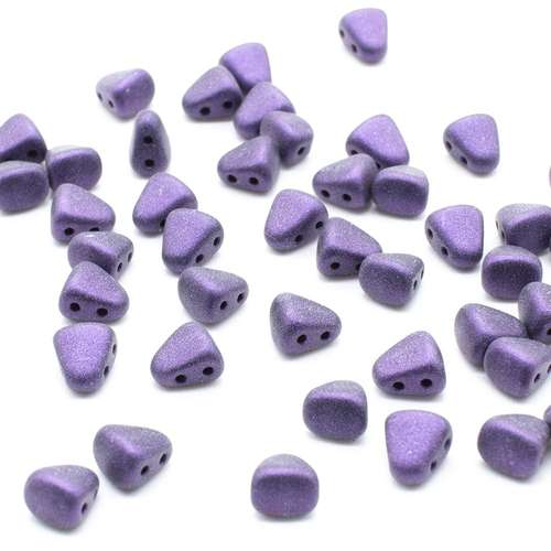 Czech glass Rulla beads bit czech glass beads 30pcs - metallic suede purple — two-hole beads for jewelry making and bead weaving