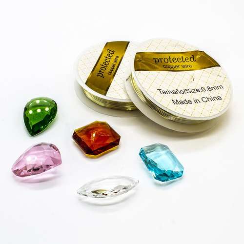 Crystal Stone Wire Wrapping 5 Pack light gold jewelry making kit — DIY set with beads and instructions for creating handmade jewelry