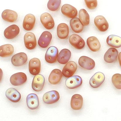 10g Czech glass Rulla beads matte crystal orange rainbow — two-hole beads for jewelry making and bead weaving