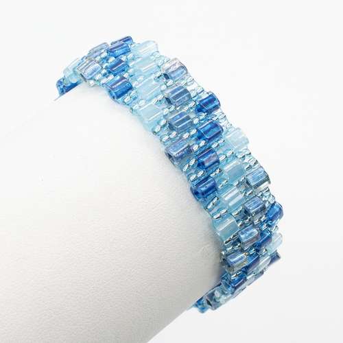 Double Drop Peyote Bracelets Makes 3 aqua bracelet making kit — DIY set with beads and instructions for creating handmade jewelry